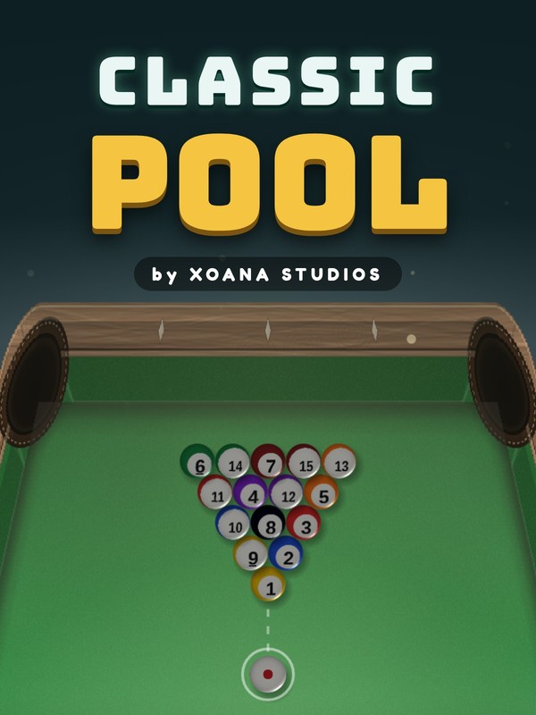 Classic Pool title screen with a racked pool table