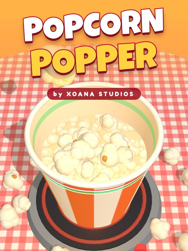 Popcorn Popper key art: a striped popcorn bucket on a checkered tablecloth