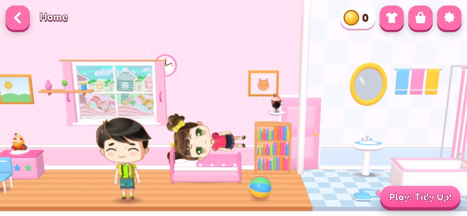 Sugarberry Lane in 3D: the Home bedroom, with a friend resting on the bed
