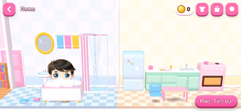 Sugarberry Lane in 3D: the Home bathroom, with a bubble bath and shower