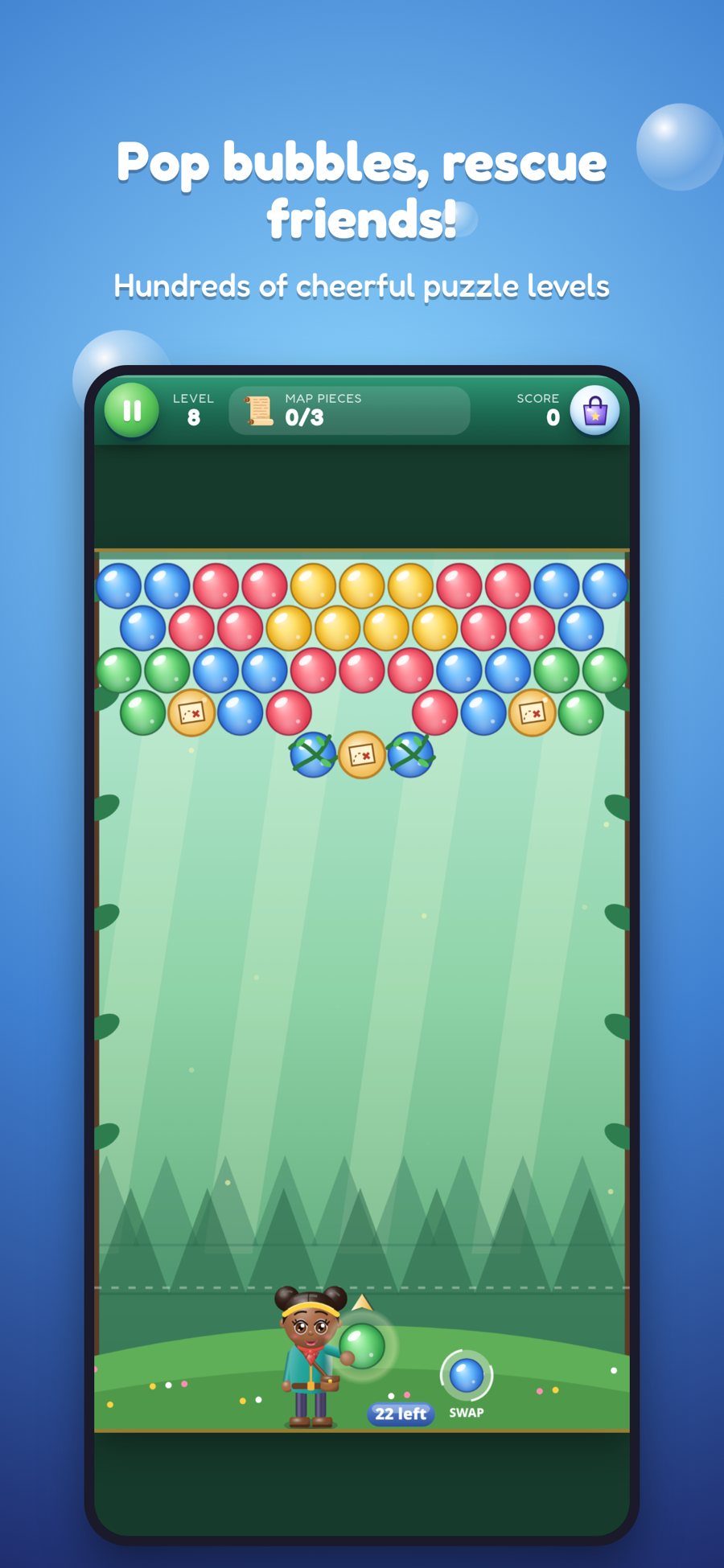 Bubblebound gameplay: aiming and popping bubbles