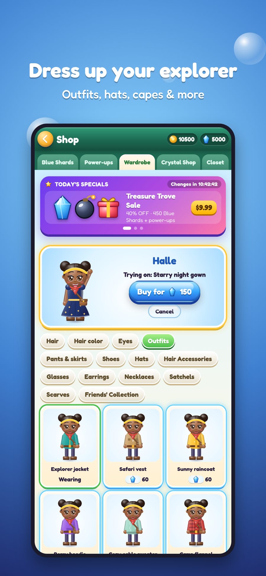 Bubblebound wardrobe dress-up screen